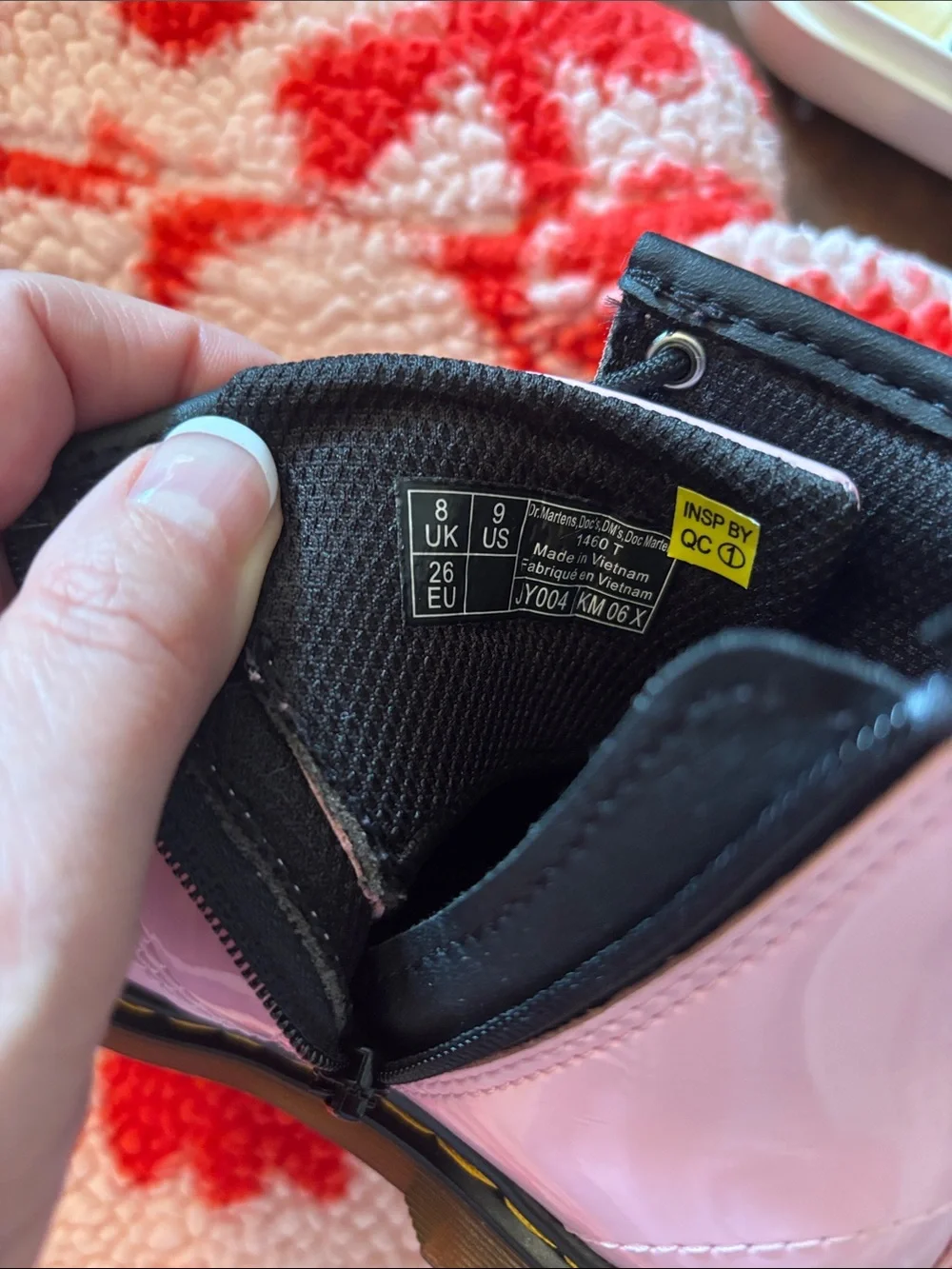 NWOT Dr. Martens Pink Patent Lace-Up Combat Boots